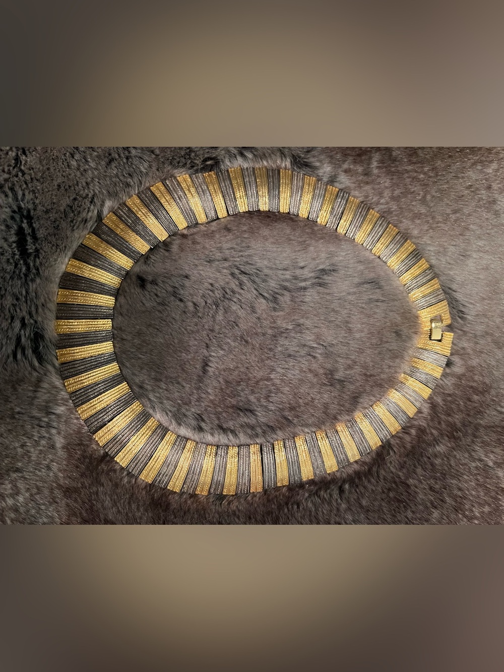 Parklane Egyptian style gold silver tone necklace. Substantial weight
